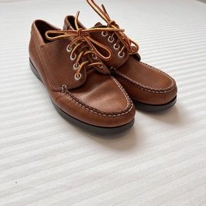 LL Bean Leather Shoes Womens Sz 9 M Boat Style Oxford Brown  Lace Up